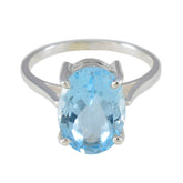 Ayesha Blue Solitaire Ring with Oval Gemstone Blue Topaz Blue